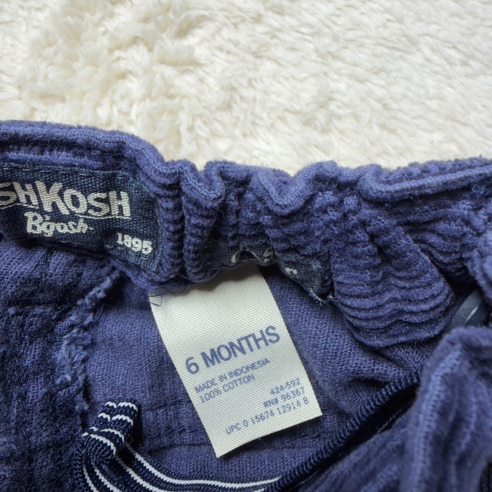OshKosh Bgosh 6 Months Navy Blue Corduroy E-Z Adjust Waist Pants Classic - Picture 3 of 7